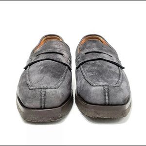 Santoni Gray Suede Loafers
